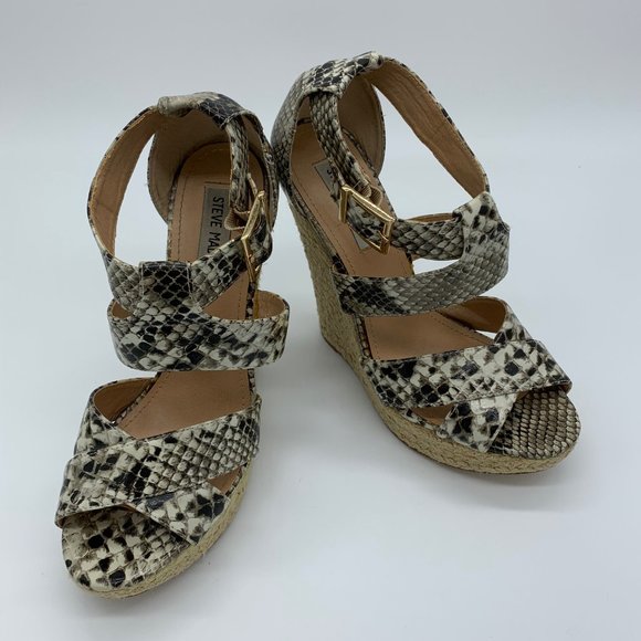 Steve Madden Kloudd Wedge Snake Print Sandals - Picture 5 of 9